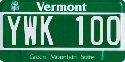 VT license plate YWK100