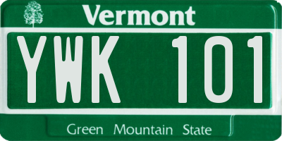 VT license plate YWK101