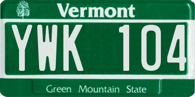 VT license plate YWK104