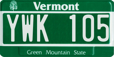 VT license plate YWK105