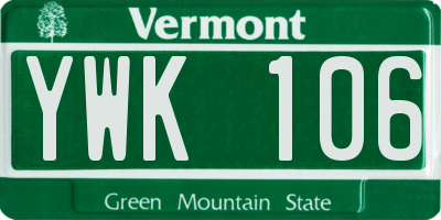 VT license plate YWK106
