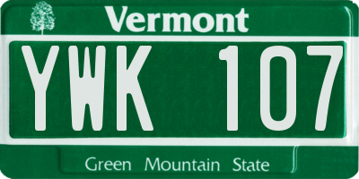 VT license plate YWK107