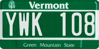 VT license plate YWK108