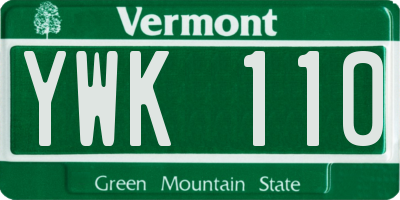 VT license plate YWK110