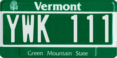 VT license plate YWK111