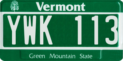 VT license plate YWK113