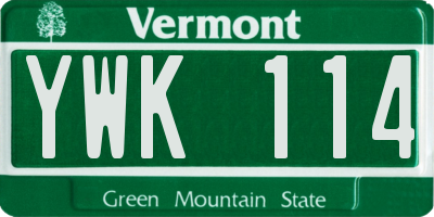 VT license plate YWK114