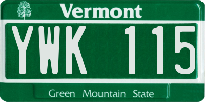 VT license plate YWK115