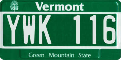 VT license plate YWK116