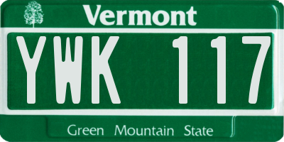 VT license plate YWK117