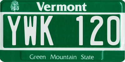 VT license plate YWK120