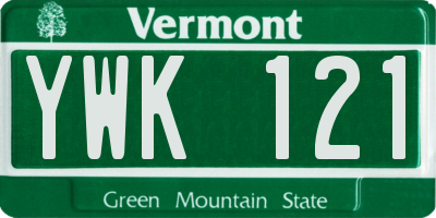 VT license plate YWK121