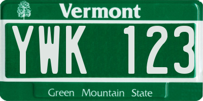 VT license plate YWK123