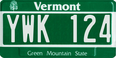 VT license plate YWK124