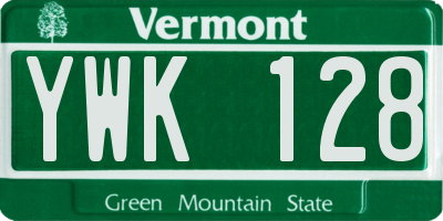 VT license plate YWK128