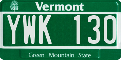 VT license plate YWK130