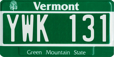 VT license plate YWK131