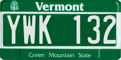 VT license plate YWK132