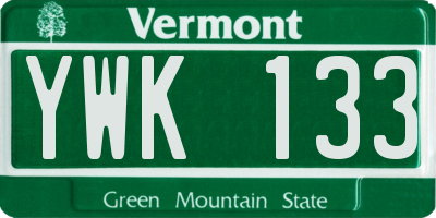 VT license plate YWK133