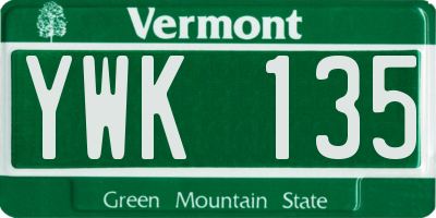VT license plate YWK135