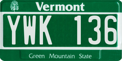 VT license plate YWK136