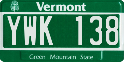 VT license plate YWK138