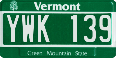 VT license plate YWK139