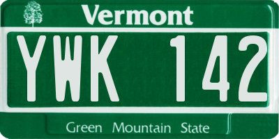 VT license plate YWK142