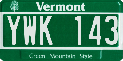 VT license plate YWK143