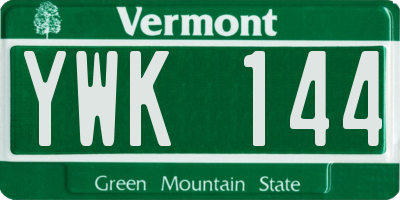 VT license plate YWK144