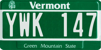 VT license plate YWK147