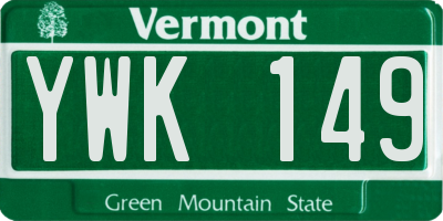 VT license plate YWK149