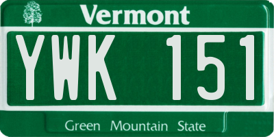 VT license plate YWK151