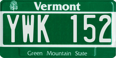 VT license plate YWK152