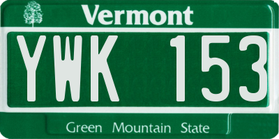 VT license plate YWK153