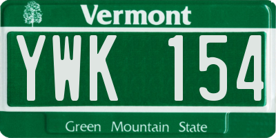 VT license plate YWK154