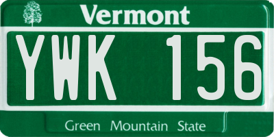 VT license plate YWK156
