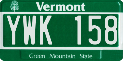 VT license plate YWK158