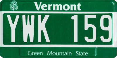 VT license plate YWK159