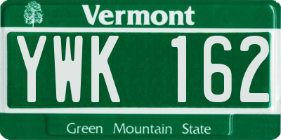 VT license plate YWK162