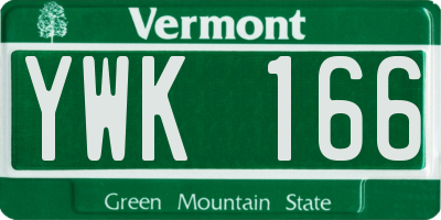 VT license plate YWK166