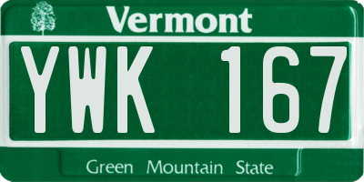 VT license plate YWK167