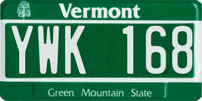 VT license plate YWK168