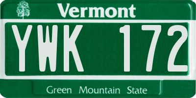 VT license plate YWK172