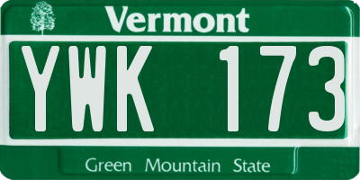 VT license plate YWK173