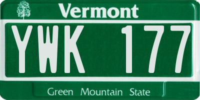 VT license plate YWK177