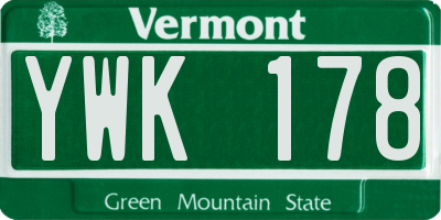 VT license plate YWK178