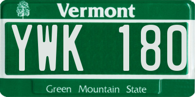 VT license plate YWK180