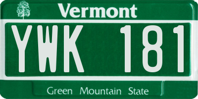 VT license plate YWK181