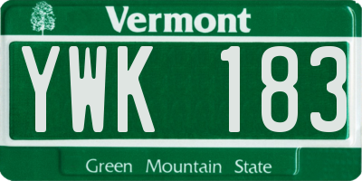 VT license plate YWK183